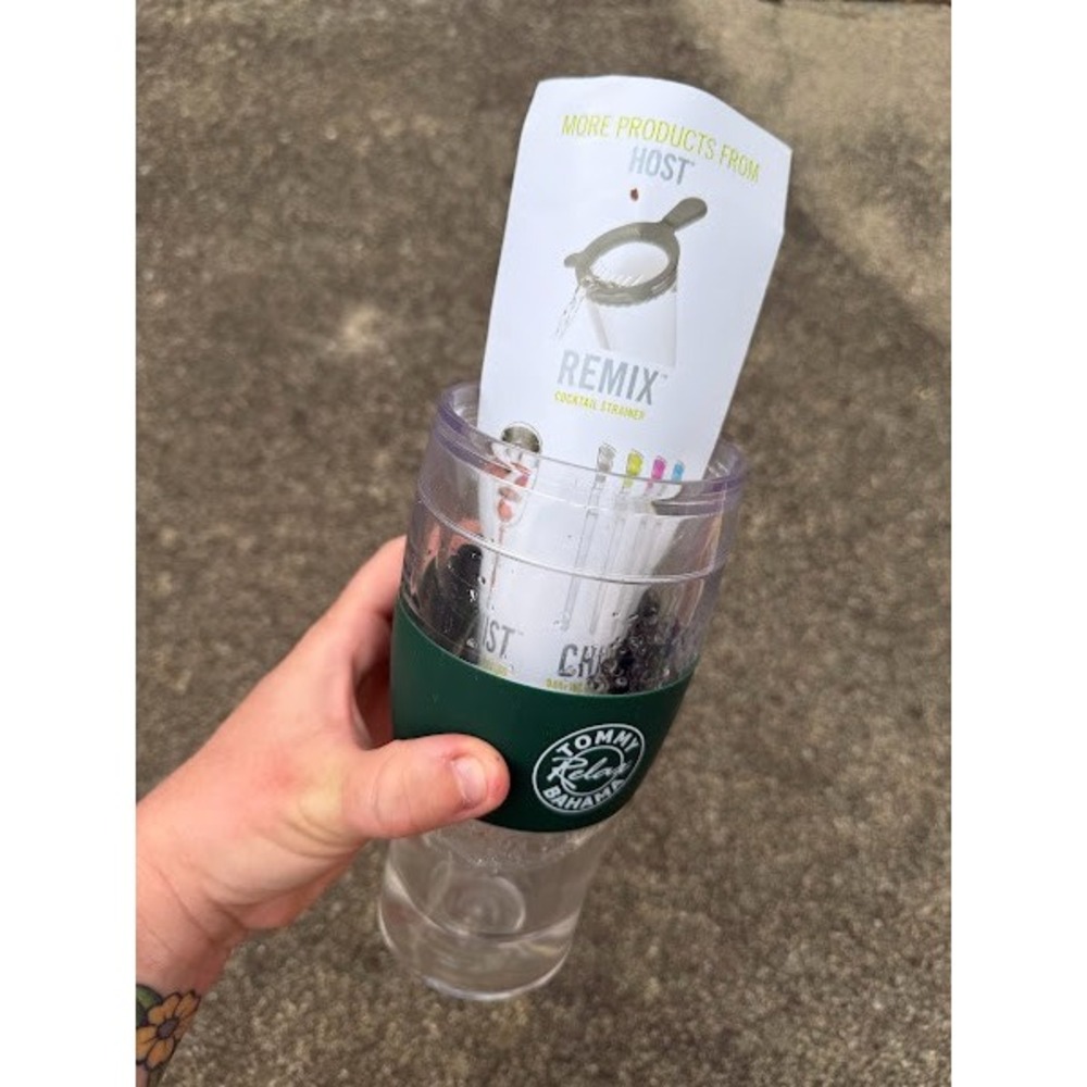 Tommy Bahama HOST Freeze Beer Glass Green Silicone Grip‎ Cooling Gel Tumbler